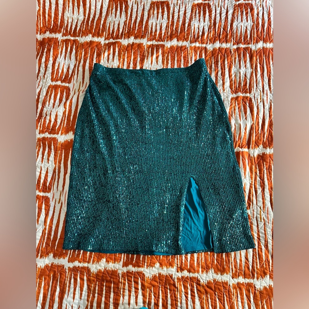 Teal Sequin Party Skirt – Maeve by Anthropologie, Size 2X